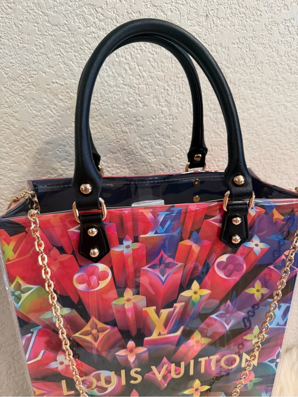 Louis Vuitton LV Shopping Tote Crossbody Bag PVC Cover Limited Edition Multi - Picture 4 of 7